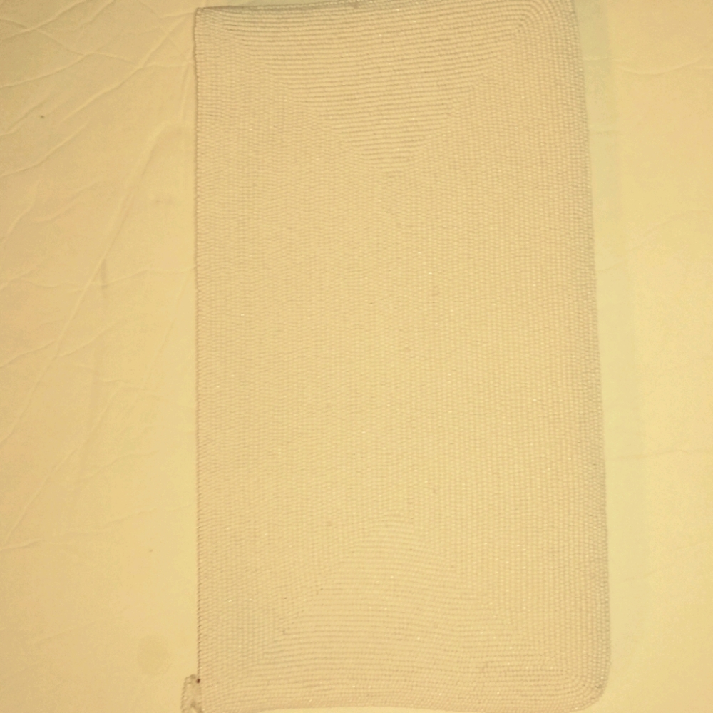 White beaded formal evening clutch